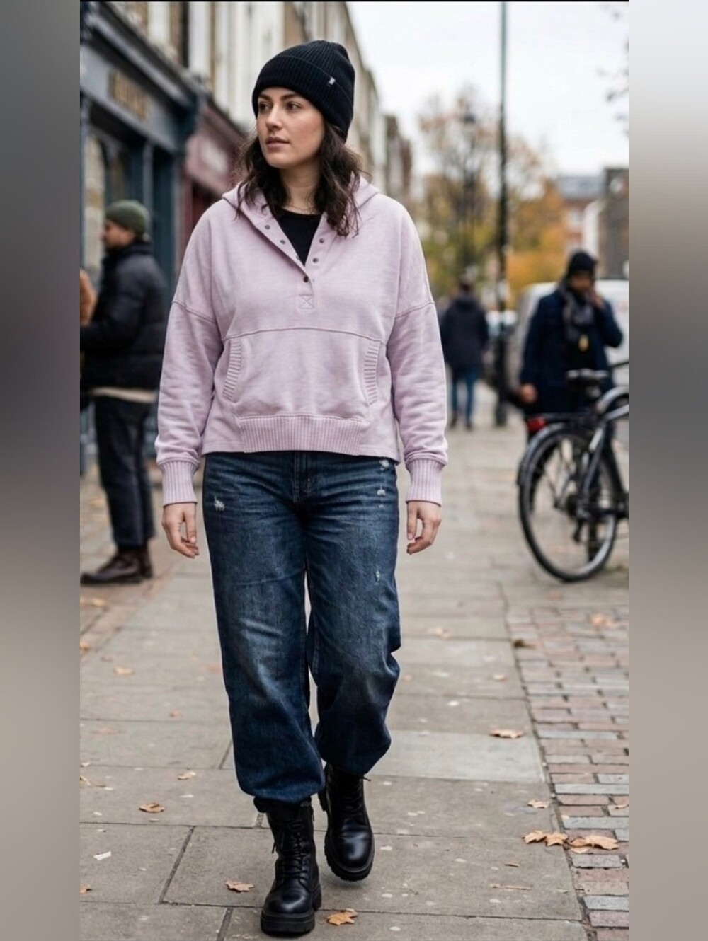 Bucket List Purple Hooded Pullover Coat Size L Large Cropped Hoodie Crop Top
